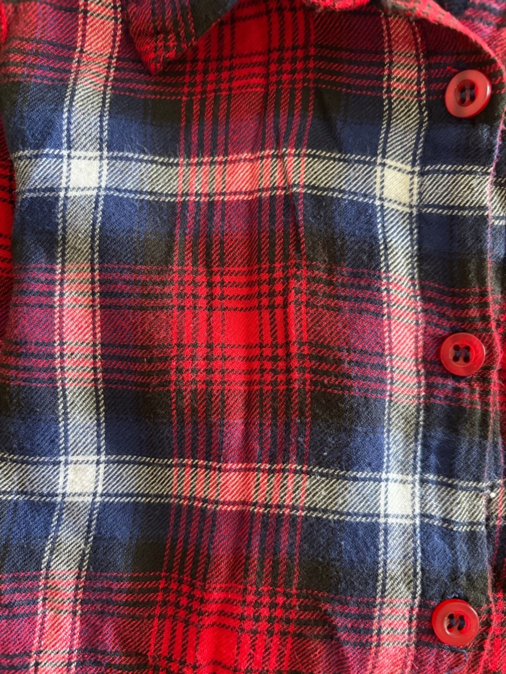 Red and Navy Plaid Button-Up Shirt